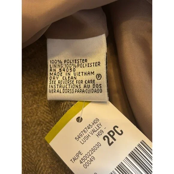 Le Suit Taupe Pant Suit Set Leopard Scarf Womens Size 14 Lush Valley 2 Piece NWT - Picture 10 of 16